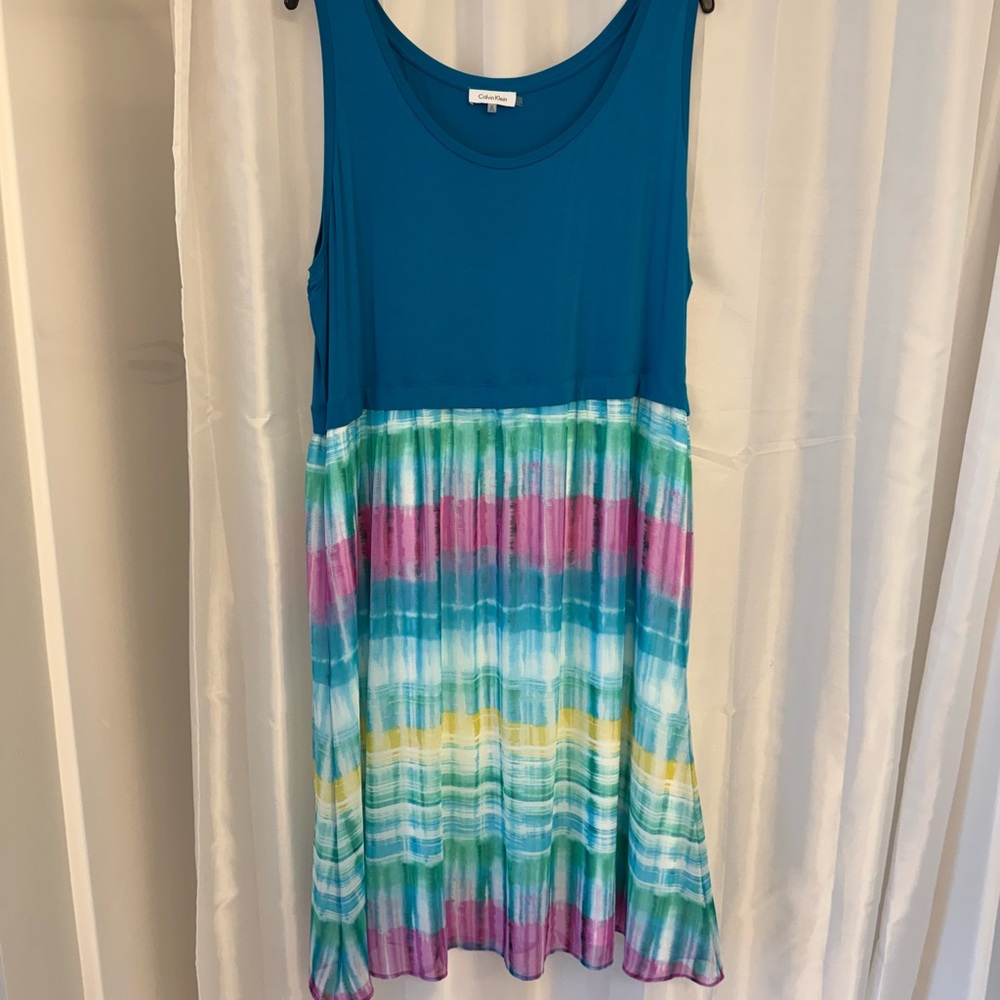 Calvin Klein Teal Blue Chiffon Maxi dress size 3X